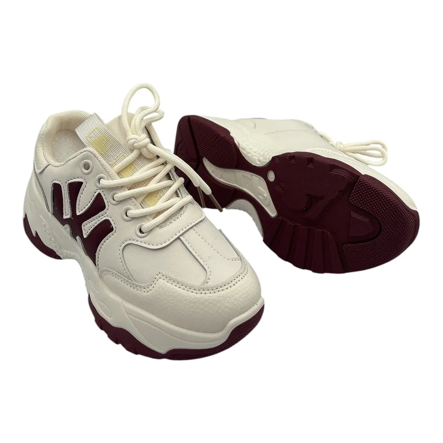 Giày Thể Thao Nữ TGG F1 Màu Be Phối Đế Đỏ Chữ NY Size 39
