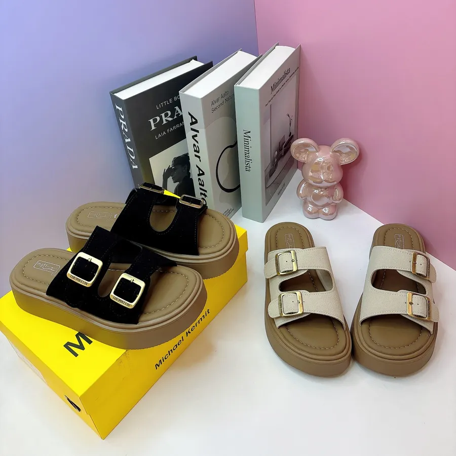 Dép Nữ TGG 2025-1 Màu Be Quai Da Lộn Size 39
