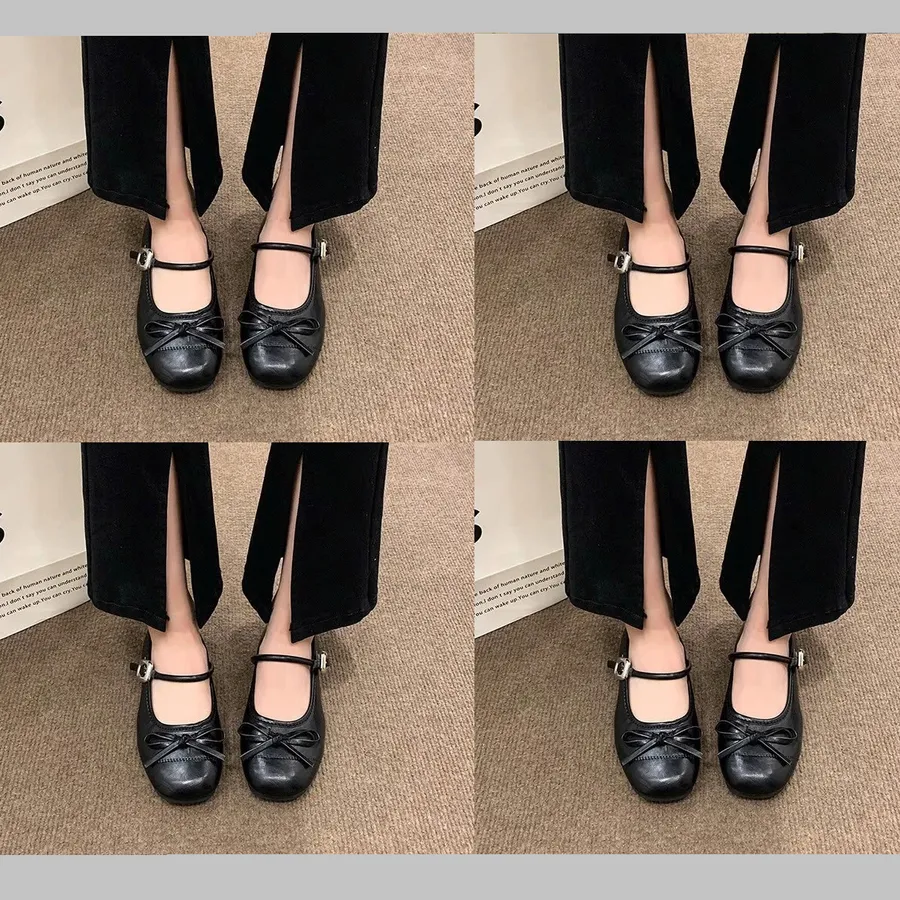 Giày Búp Bê Nữ TGG 108 Da Lì Màu Đen Size 35