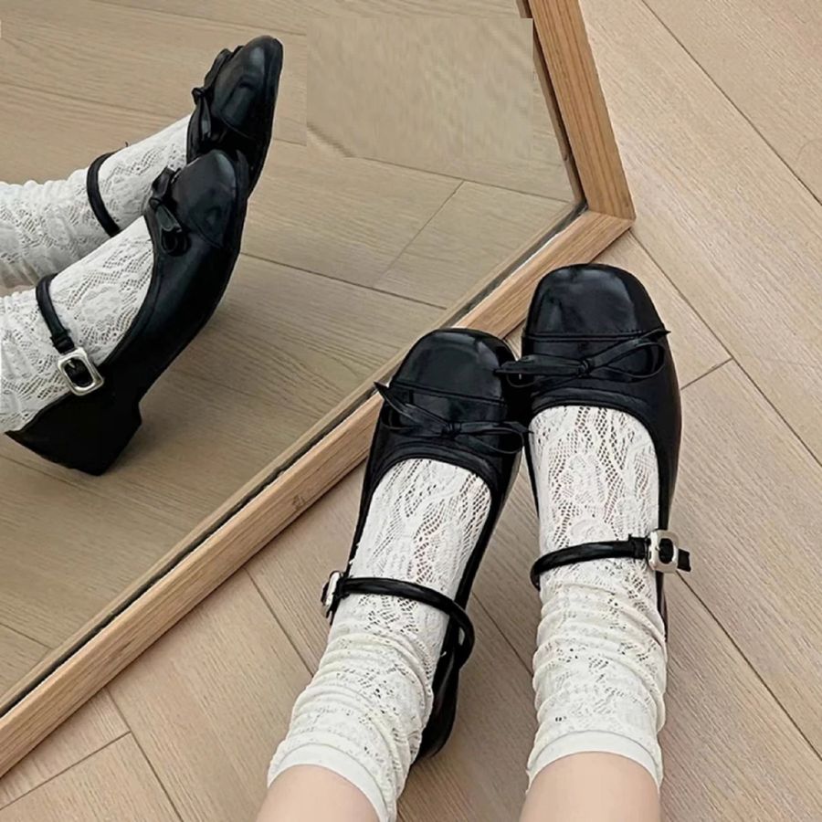 Giày Búp Bê Nữ TGG 108 Da Lì Màu Đen Size 38