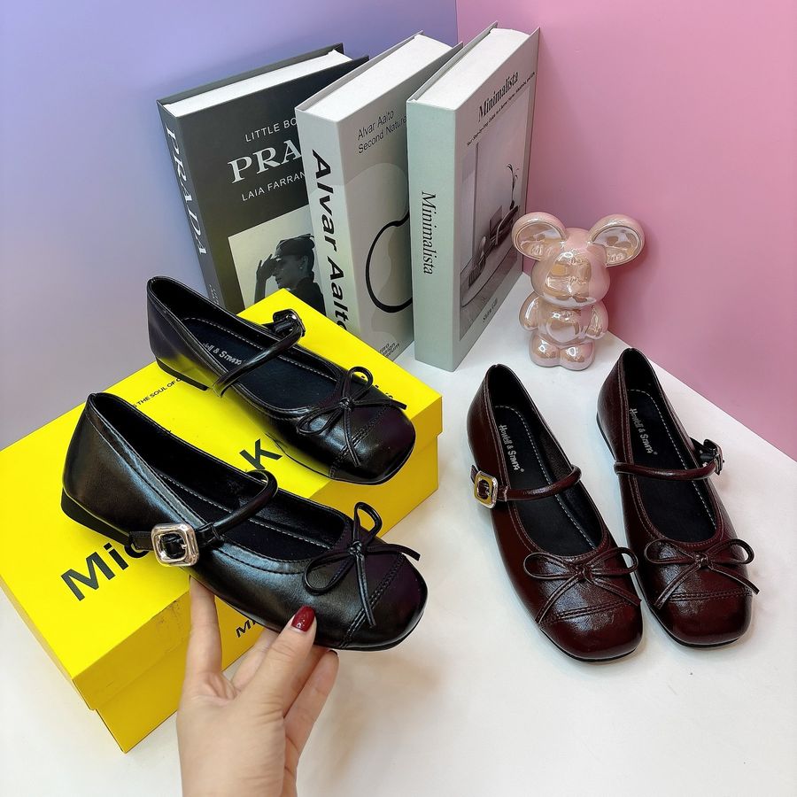 Giày Búp Bê Nữ TGG 108 Da Lì Màu Đen Size 38