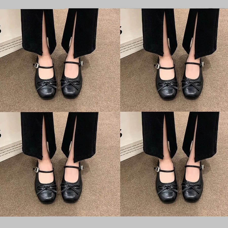 Giày Búp Bê Nữ TGG 108 Da Lì Màu Đen Size 38