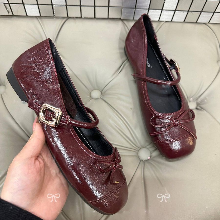 Giày Búp Bê Nữ TGG 108 Da Lì Màu Đỏ Size 38
