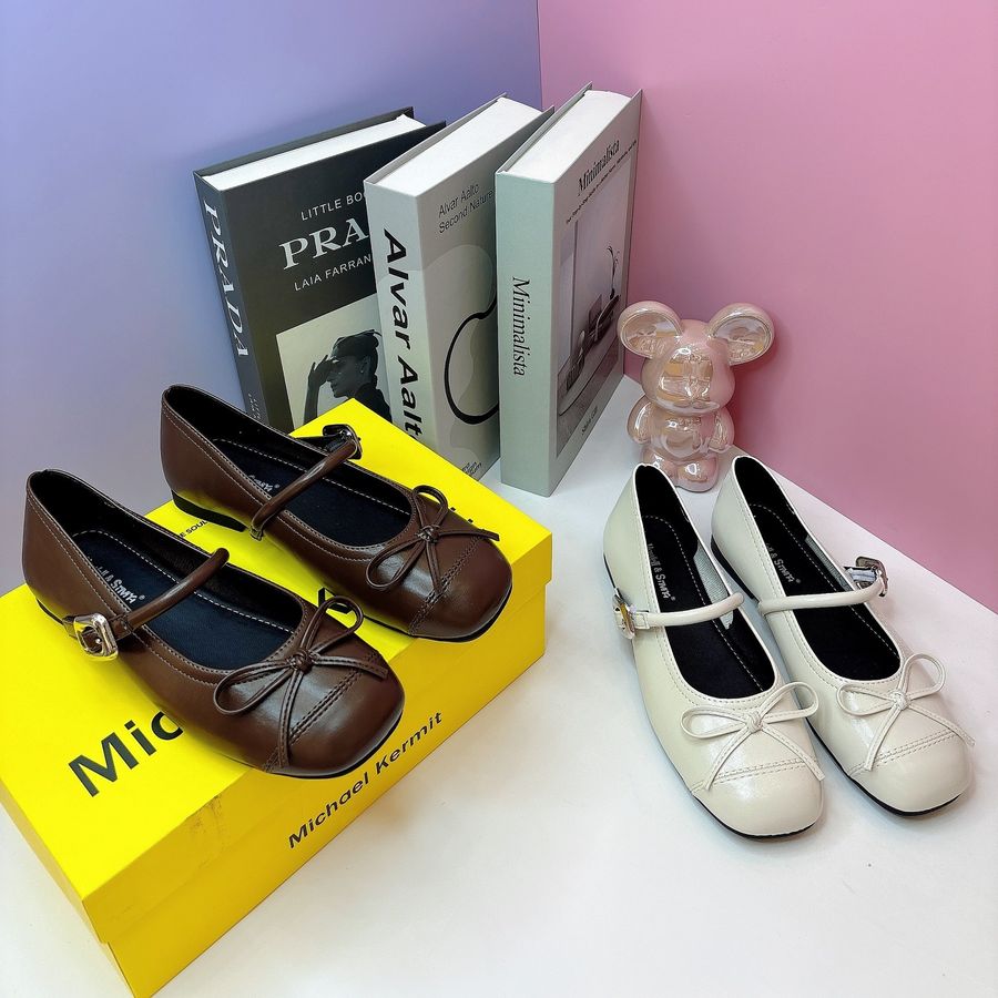 Giày Búp Bê Nữ TGG 108 Da Lì Màu Nâu Size 37
