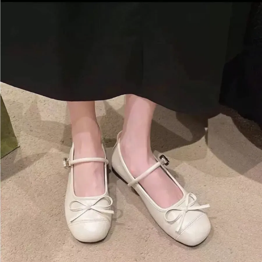Giày Búp Bê Nữ TGG 108 Da Lì Màu Trắng Size 36