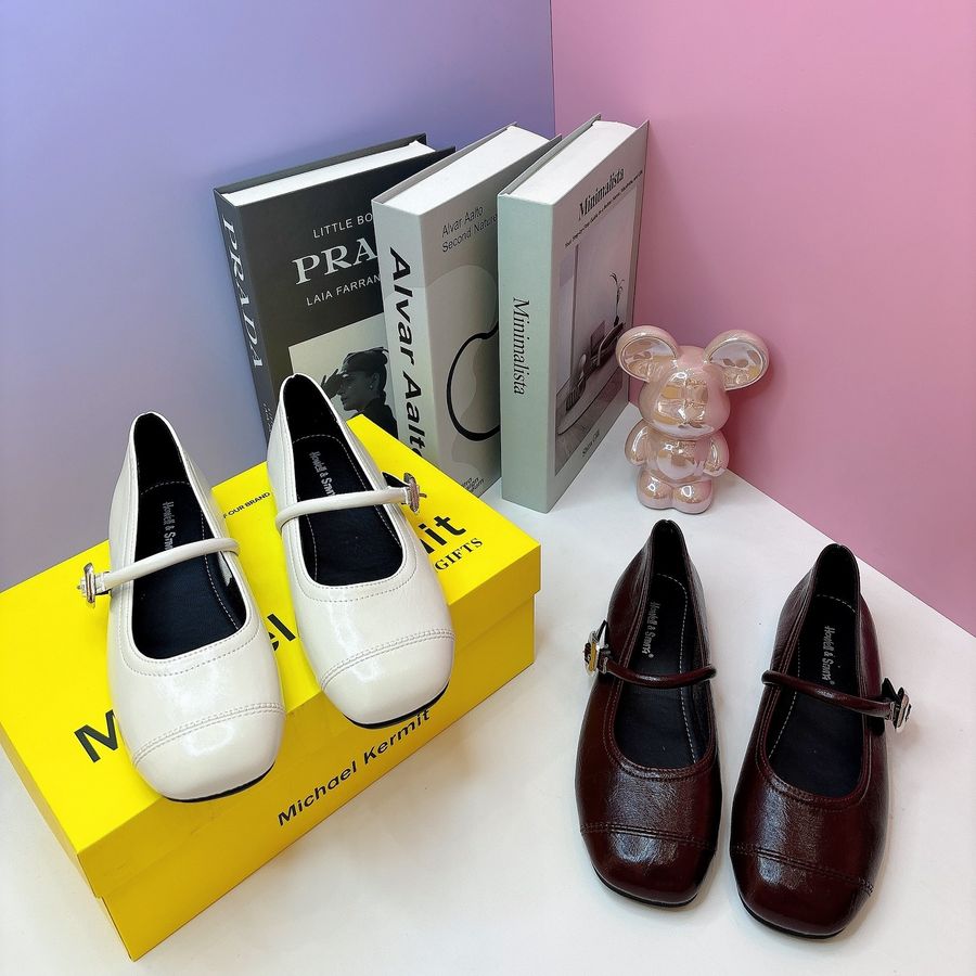 Giày Búp Bê Nữ TGG 208 Da Lì Màu Trắng Size 38