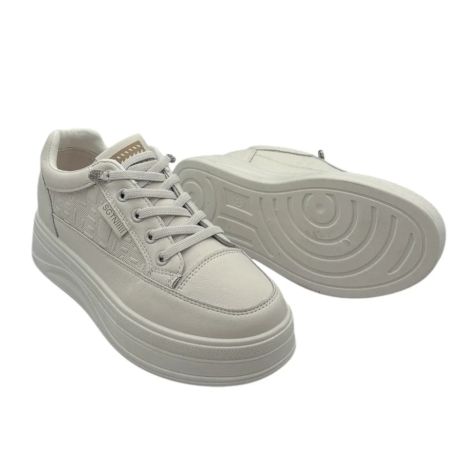 Giày Thể Thao Nữ TGG 8805 Trắng Phối Nâu Vàng Size 38