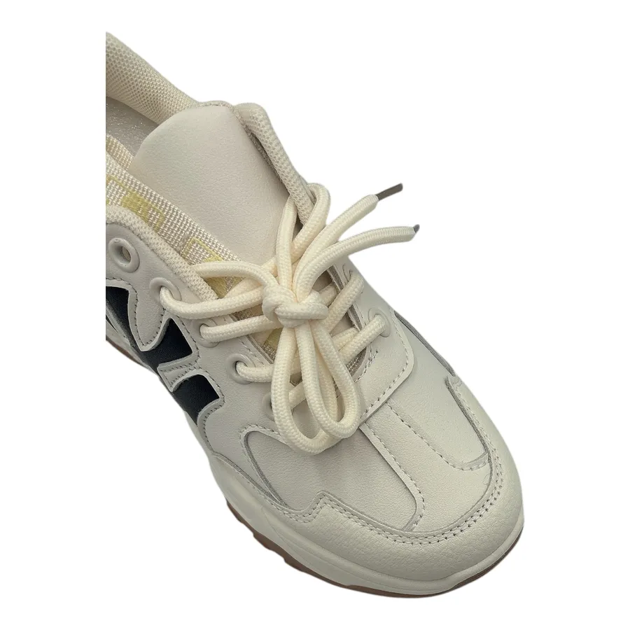 Giày Thể Thao Nữ TGG F1 Màu Be Phối Đế Nâu Chữ NY Size 37