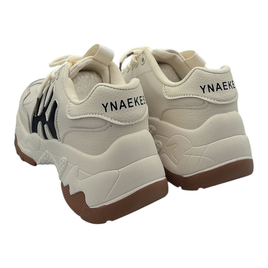 Giày Thể Thao Nữ TGG F1 Màu Be Phối Đế Nâu Chữ NY Size 37