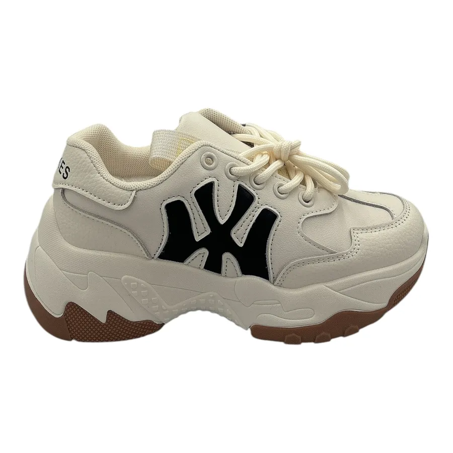 Giày Thể Thao Nữ TGG F1 Màu Be Phối Đế Nâu Chữ NY Size 37