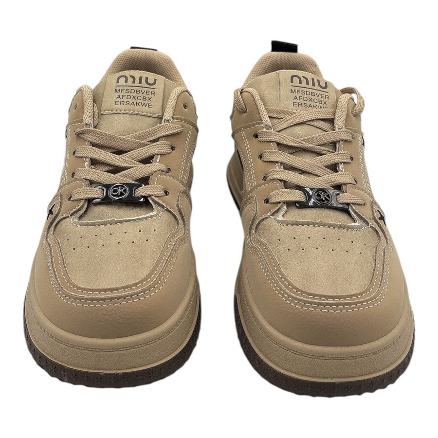 Giày Thể Thao Nữ TGG V06 Màu Nâu Be Đính Charm Size 38