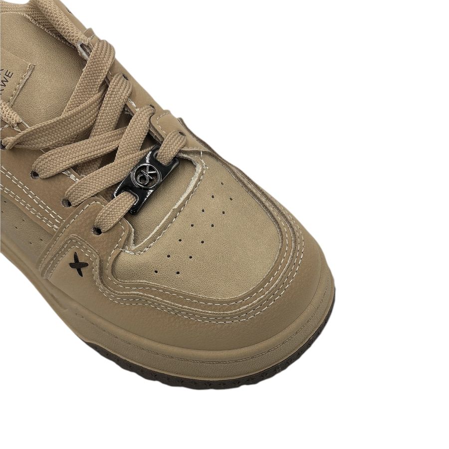 Giày Thể Thao Nữ TGG V06 Màu Nâu Be Đính Charm Size 38