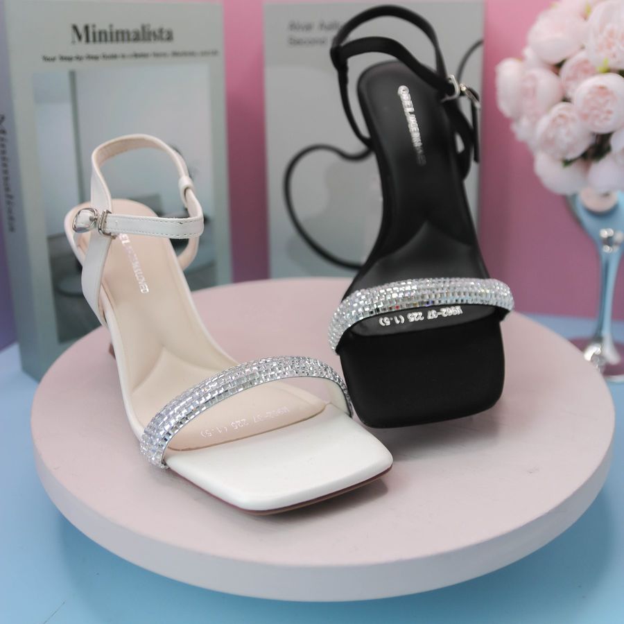 Dép Cao Gót Nữ TGG 962-37 Màu Đen Da Mềm Size 36