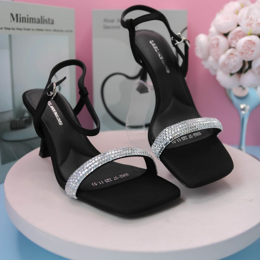 Dép Cao Gót Nữ TGG 962-37 Màu Đen Da Mềm Size 37