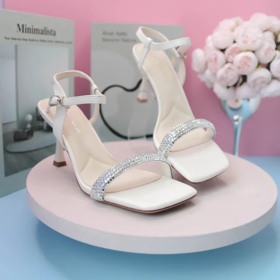 Dép Cao Gót Nữ TGG 962-37 Màu Trắng Da Mềm Size 36
