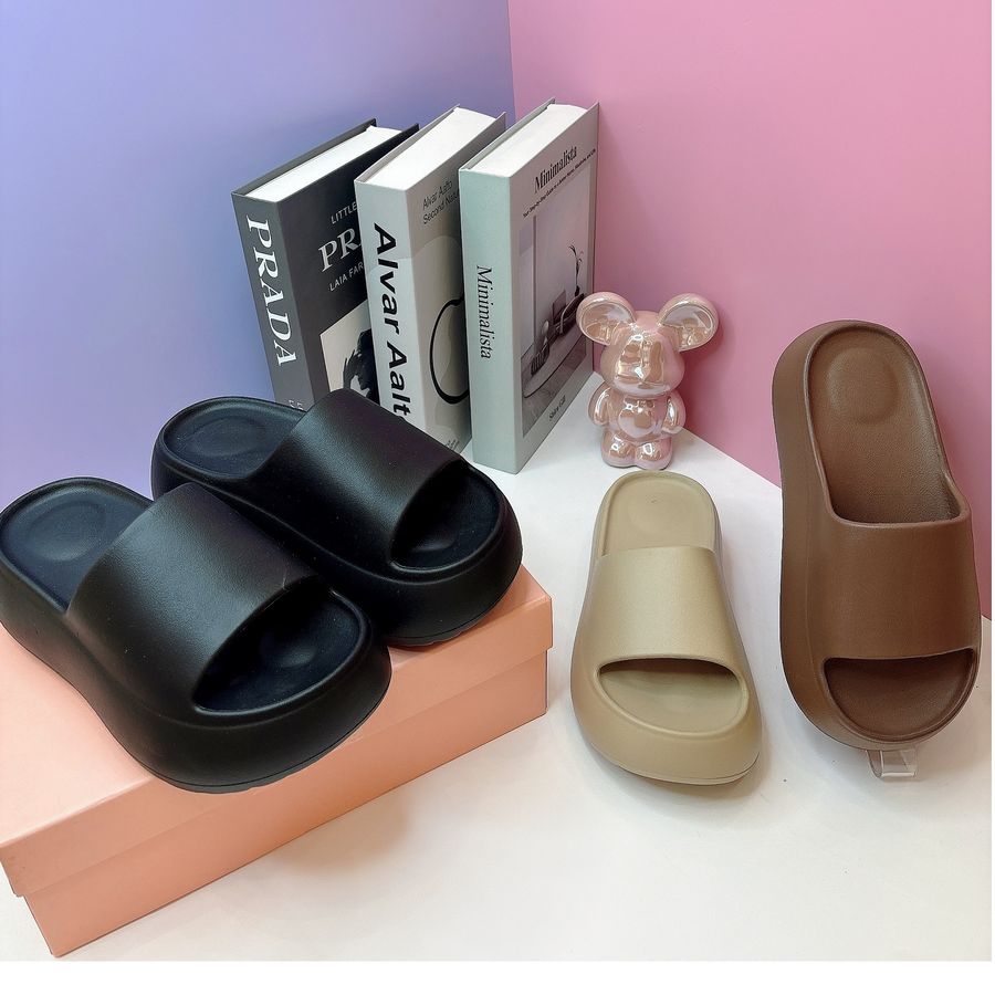Dép nữ đế cao quai ngang TGG 2004 màu nâu size 37-38