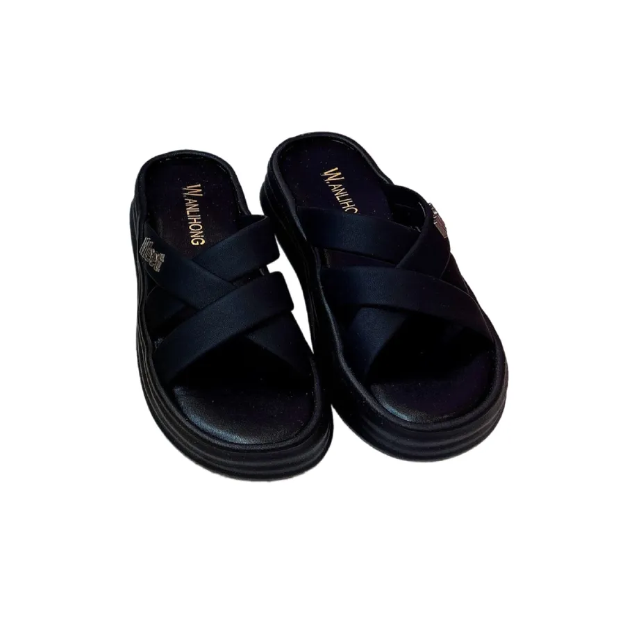 Dép Nữ TGG 9847 Quai Chéo Da Lì Màu Đen Size 35