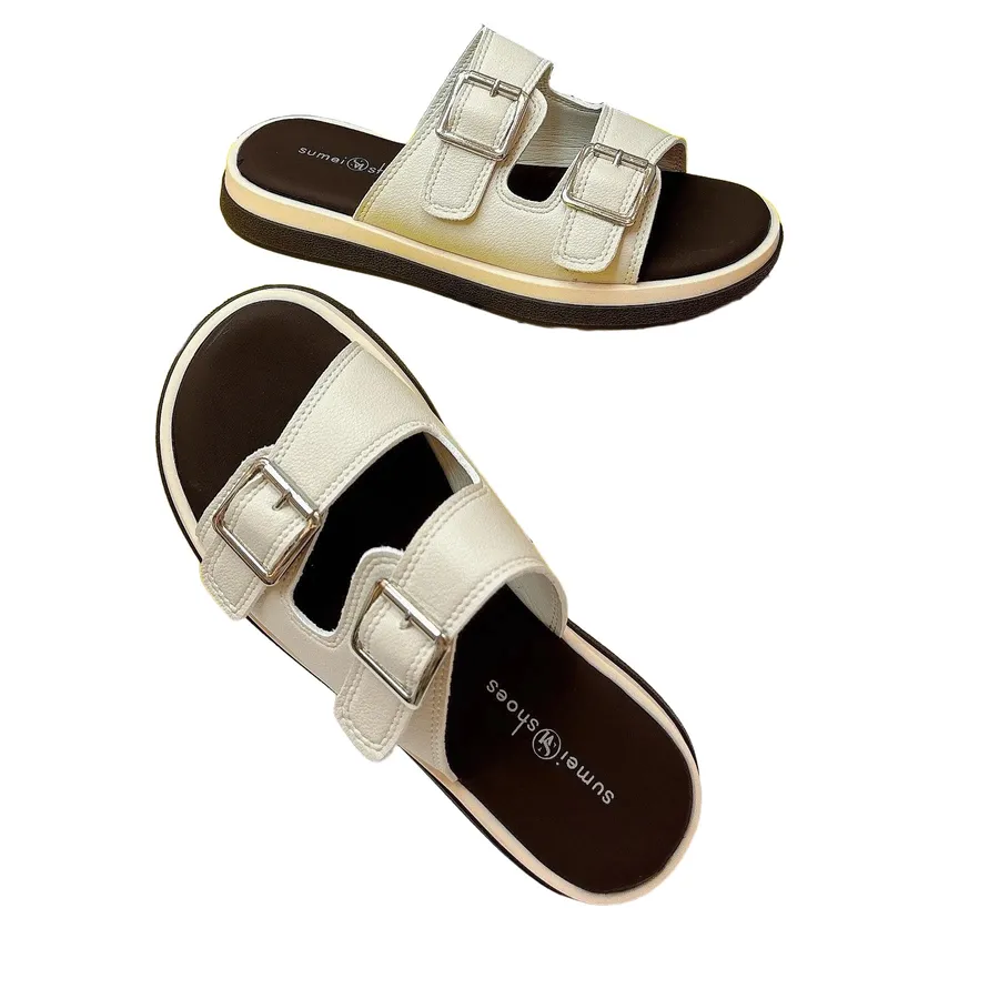 Dép Quai Ngang Nữ TGG 7082 Màu Trắng Da Sần Size 39