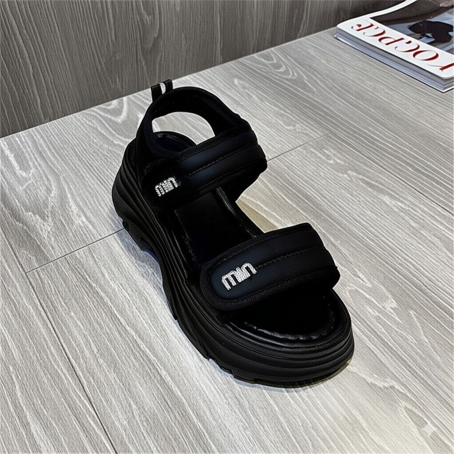 Dép Sandal Nữ TGG F603 Màu Đen Da Mềm Chữ Min Size 38