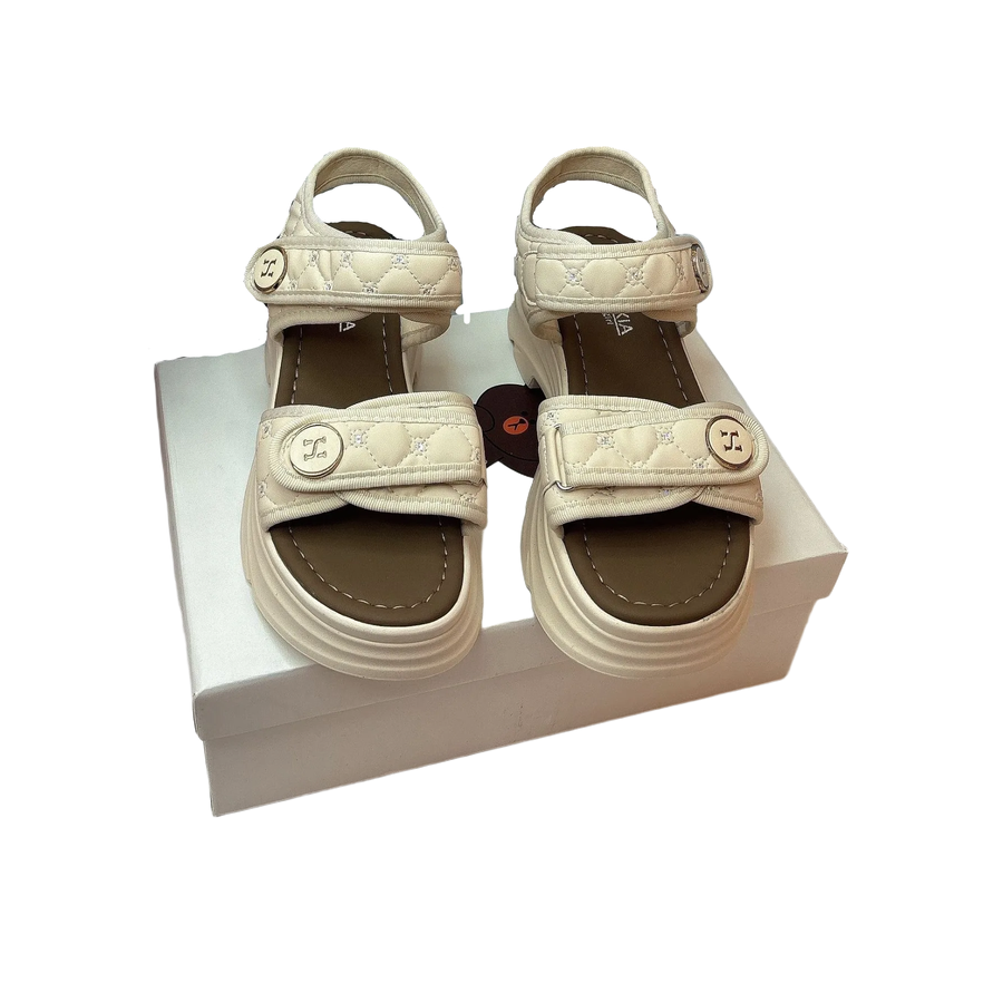 Dép Sandal Nữ TGG F901 Da Mềm Màu Be Size 37