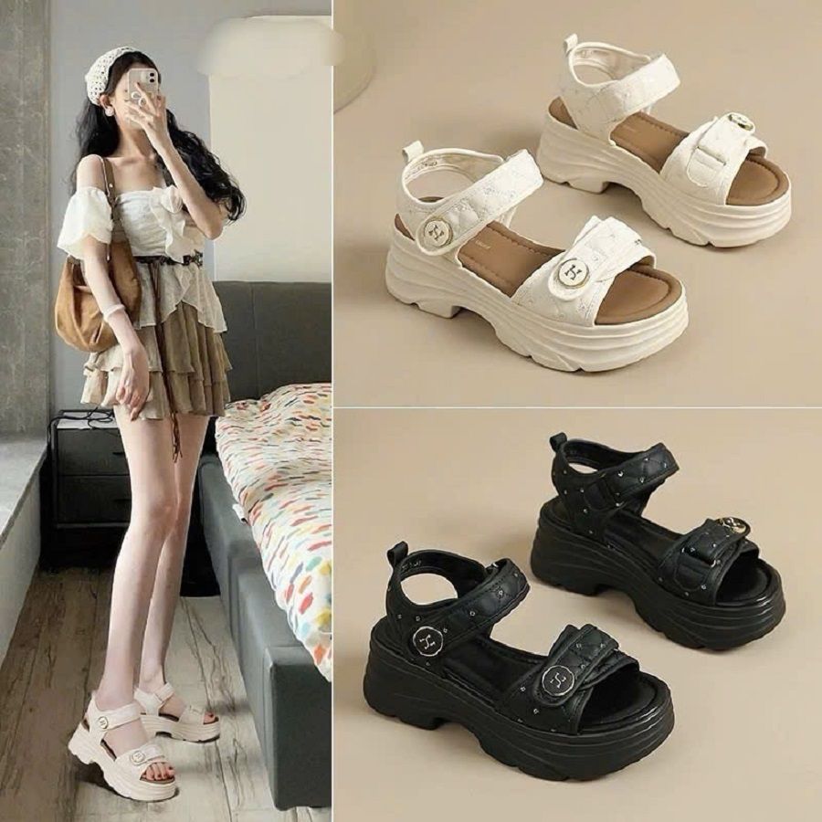 Dép Sandal Nữ TGG F901 Da Mềm Màu Be Size 38