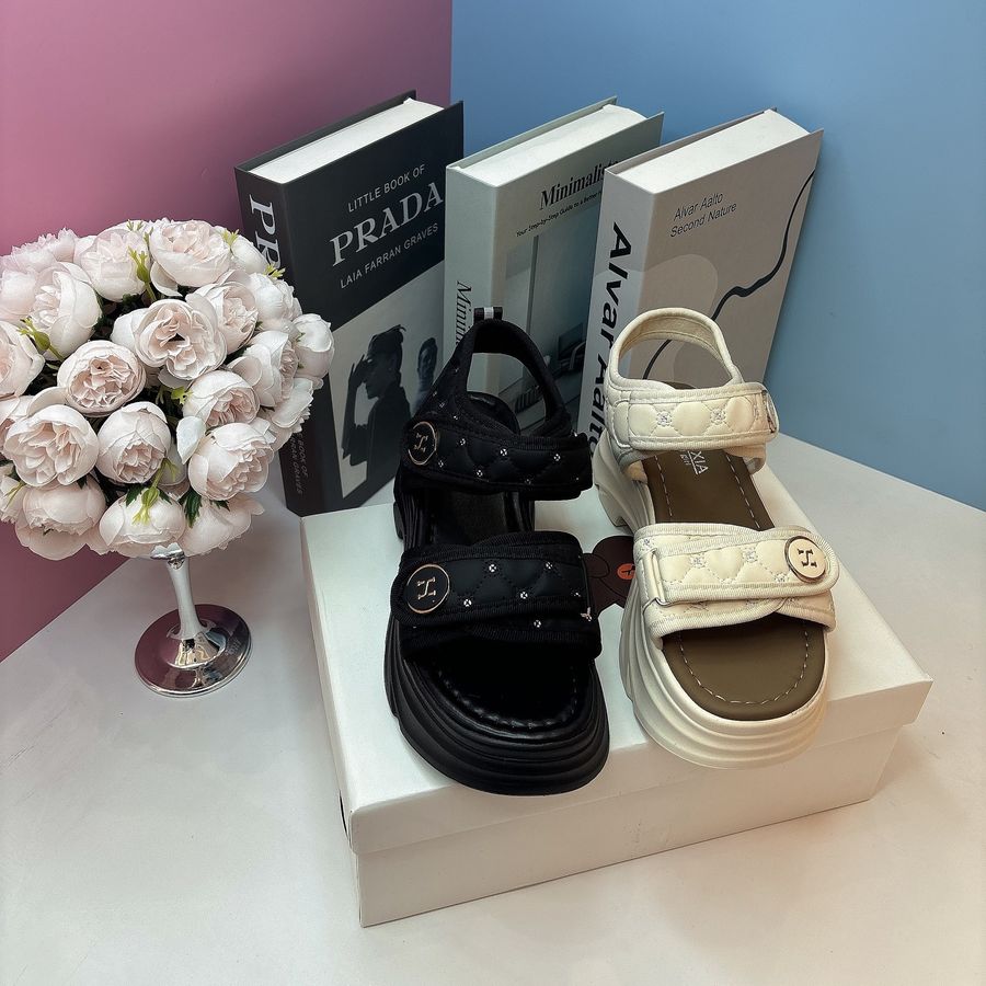 Dép Sandal Nữ TGG F901 Da Mềm Màu Be Size 38