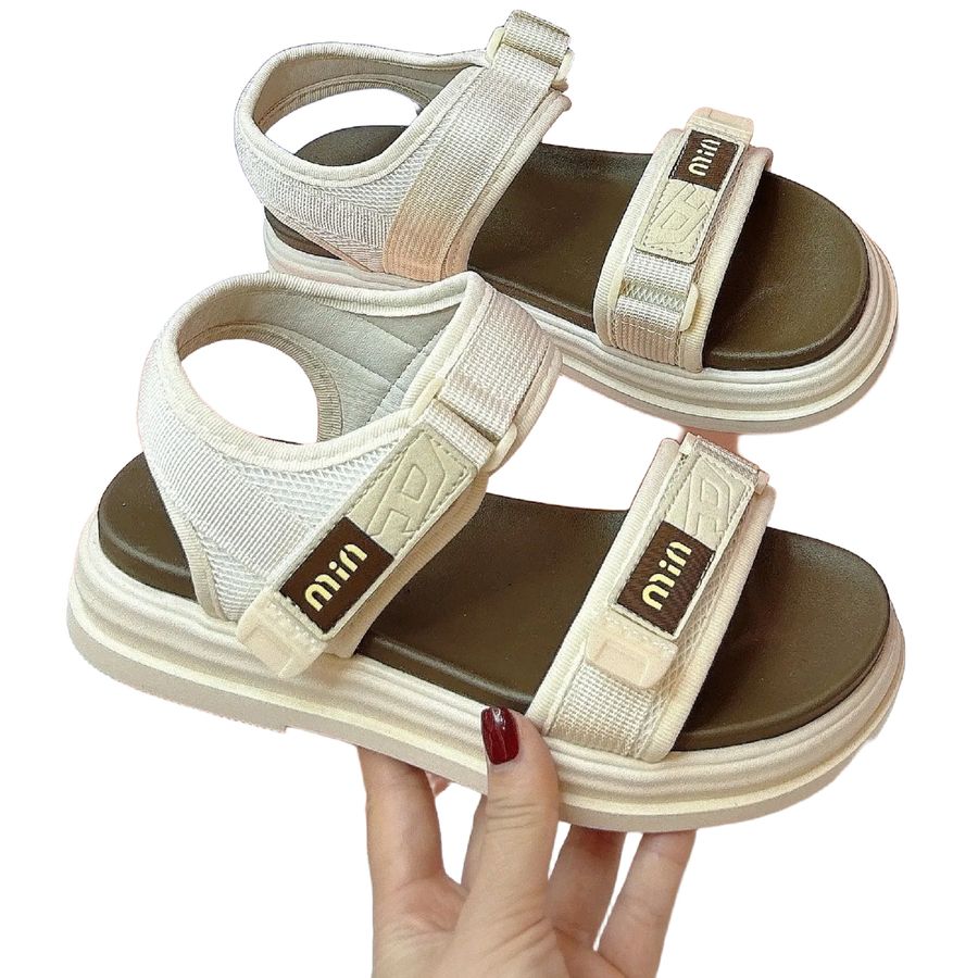 Dép Sandal Quai Dán Nữ TGG 703 Màu Be Size 35
