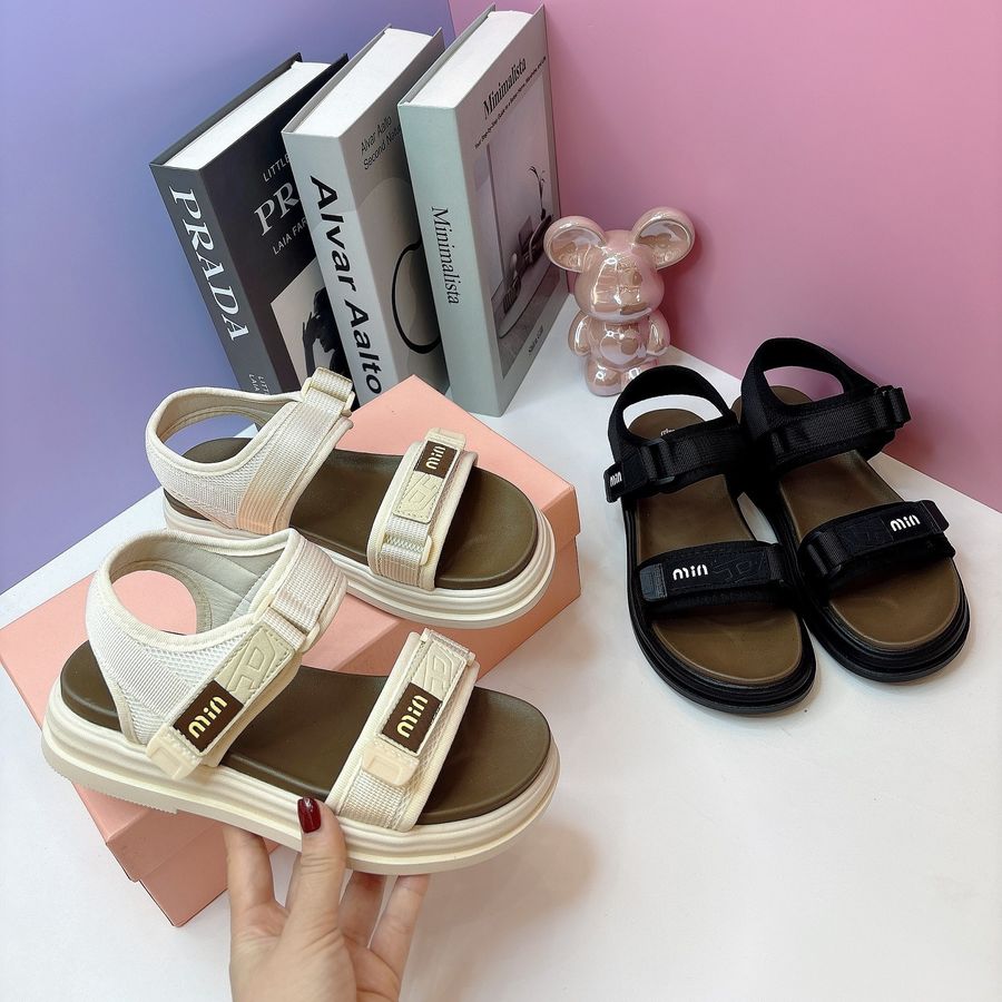 Dép Sandal Quai Dán Nữ TGG 703 Màu Be Size 35