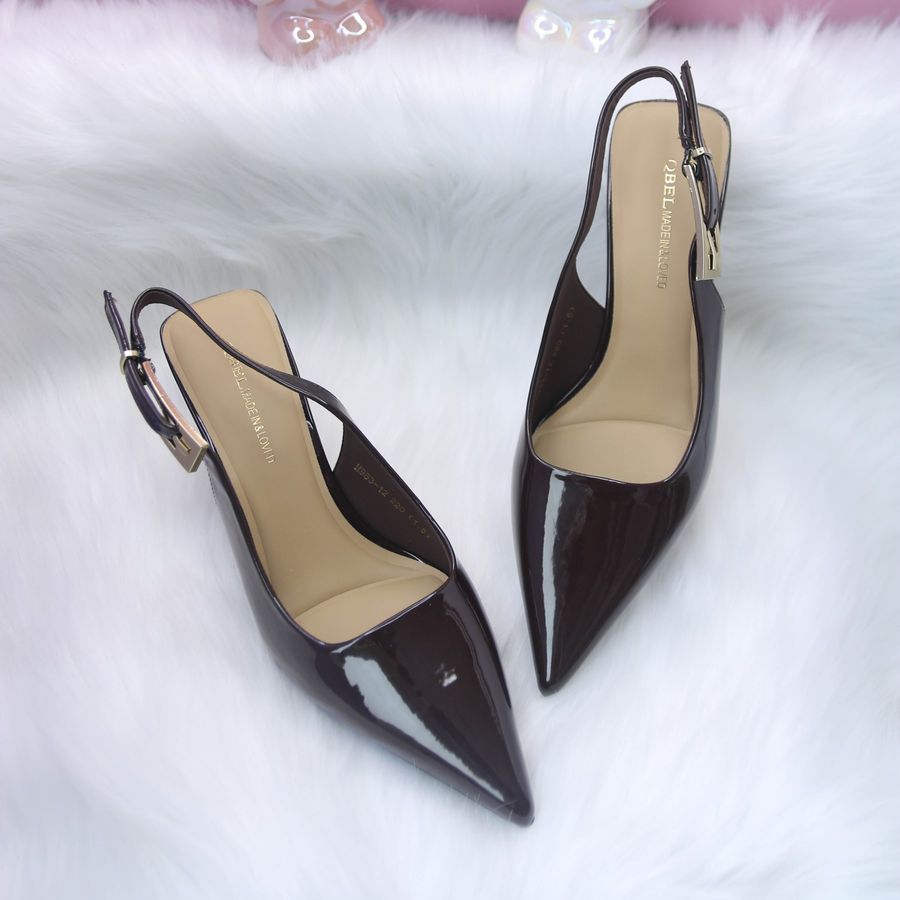 Giày Cao Gót Nữ TGG 983-12 Màu Nâu Da Bóng Size 35