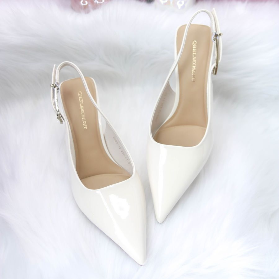 Giày Cao Gót Nữ TGG 983-12 Màu Trắng Da Bóng Size 35