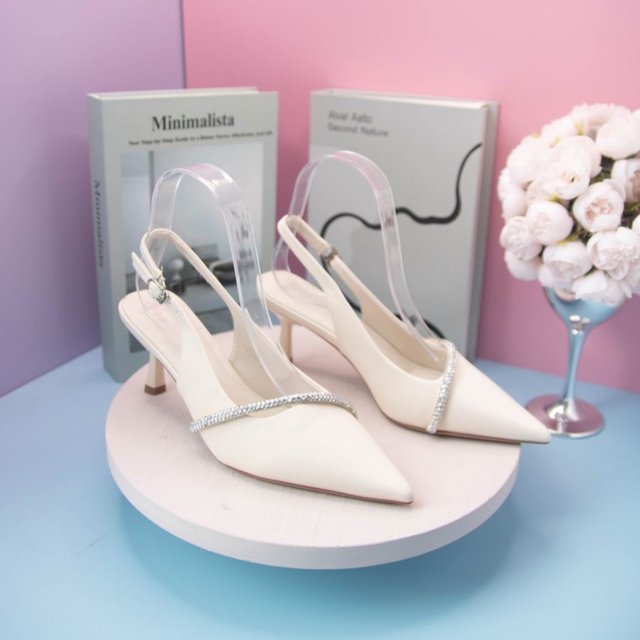 Giày Hở Gót Nữ TGG M982-10 Màu Trắng Da Lộn Size 35