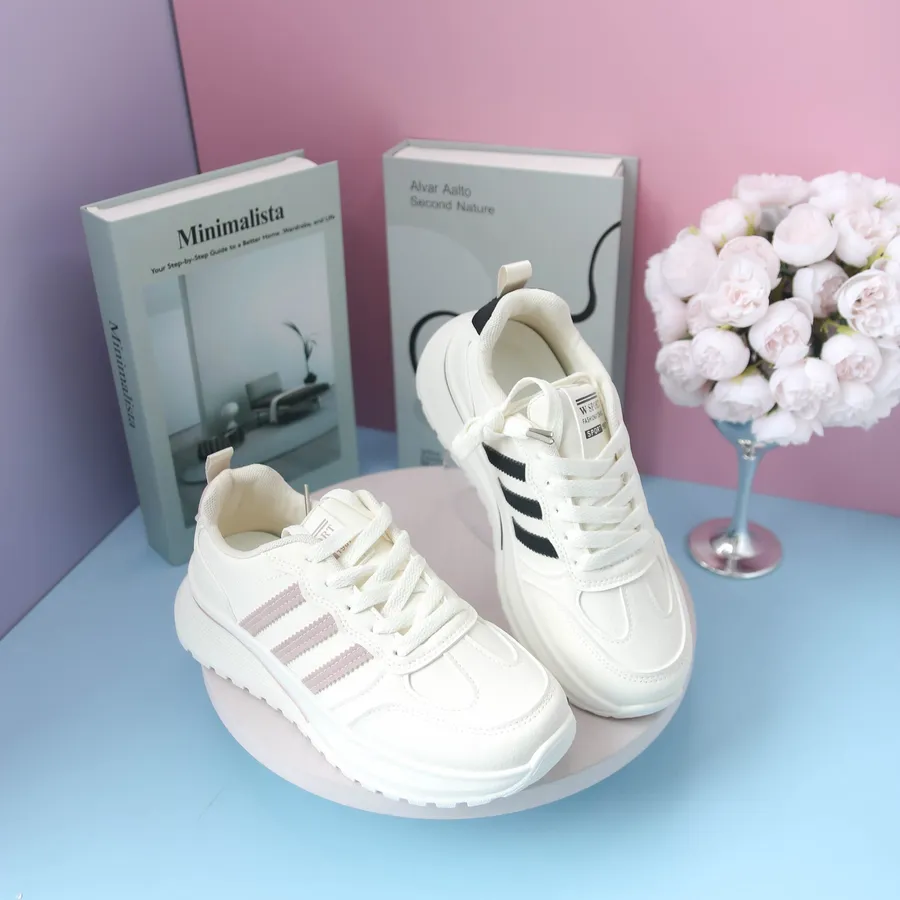Giày Thể Thao Nữ TGG D005 Trắng Phối Đen Size 36