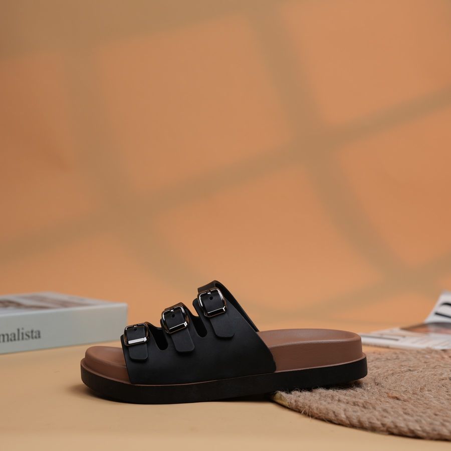 Dép Nữ TGG 2025 Màu Đen 3 Quai Cài Nhựa Size 36