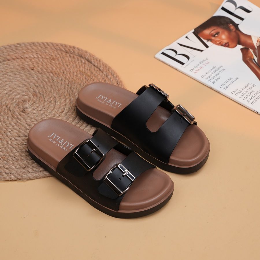 Dép Nữ TGG 2026 Màu Đen 2 Quai Cài Nhựa Size 36