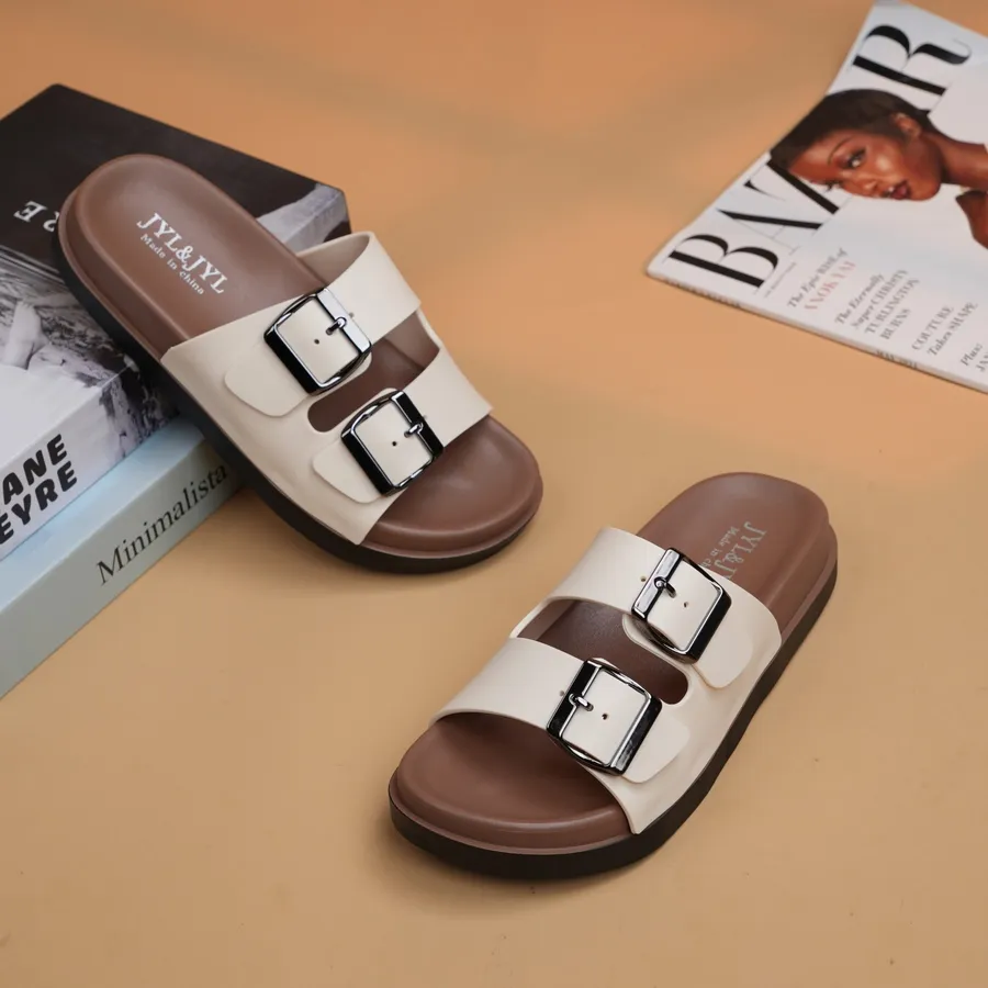 Dép Nữ TGG 2026 Màu Trắng 2 Quai Cài Nhựa Size 37