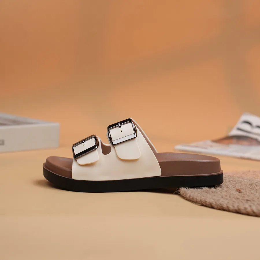 Dép Nữ TGG 2026 Màu Trắng 2 Quai Cài Nhựa Size 37
