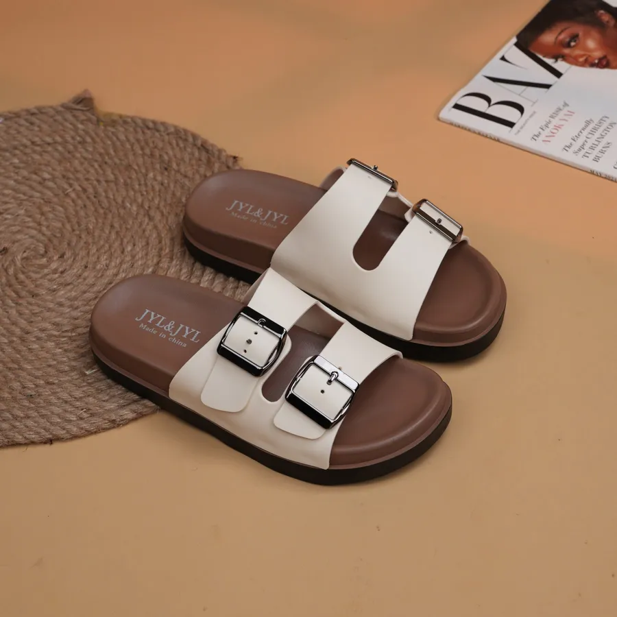 Dép Nữ TGG 2026 Màu Trắng 2 Quai Cài Nhựa Size 37