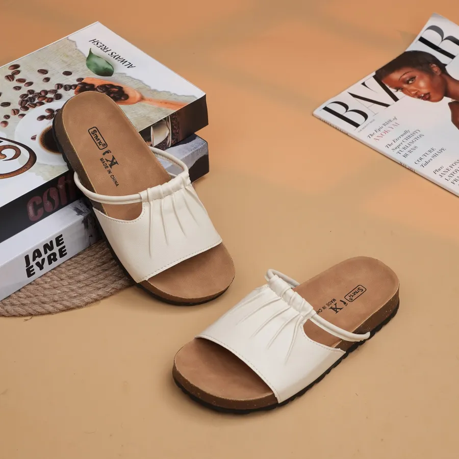 Dép sandal nữ quai rúm màu TGG 850 kem size 35